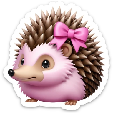 Hedgehog with pink bow sticker