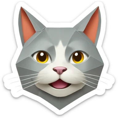 cat smiling origami saumon sticker