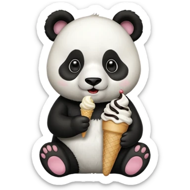 Panda eating ice cream sticker