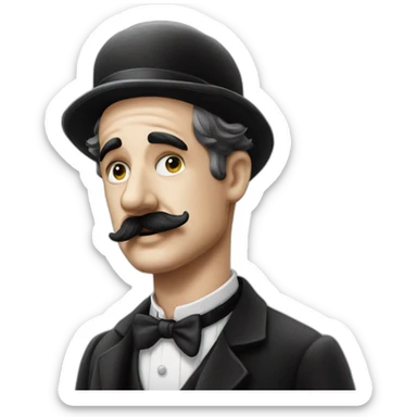 Charlie Chaplin toothbrush moustache sticker