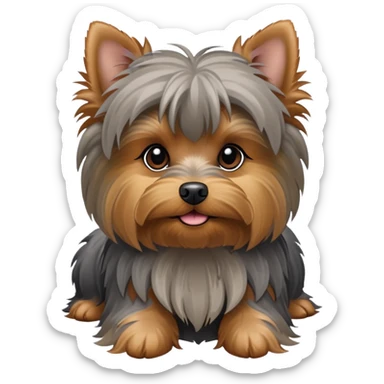 grey and brown yorkie dog sticker