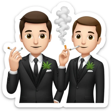 Two well-dressed men in suits crashing a wedding party, smoking cannabis sticker