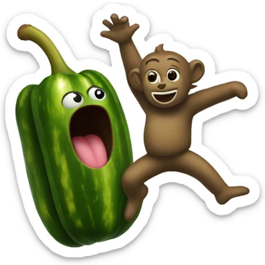 Pickles dancing on a monkey  sticker