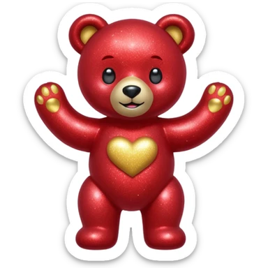 red glitter bear Happy  sticker