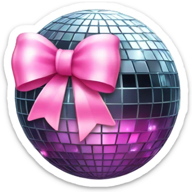 Disco ball with pink bow sticker