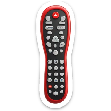 Realistic TV remote control in red sticker