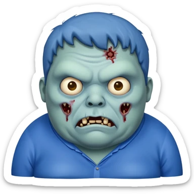 fat zombies blue clothes sticker
