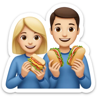 three people eating sandwich sticker
