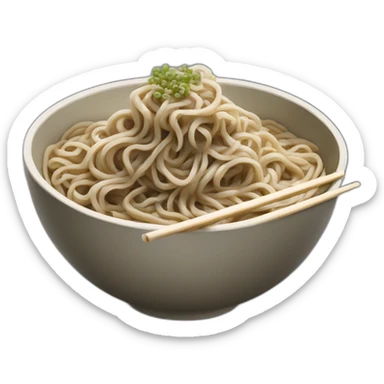 bowl of japanese buckwheat soba noodles with chopsticks sticker