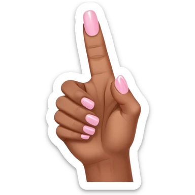 Medium brown skin hand showing thumbs up with light pink painted fingernail polish  sticker