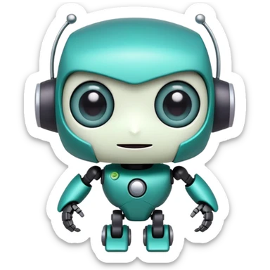 cute GIR robot from Invader Zim with big eyes, teal color, happy expression sticker