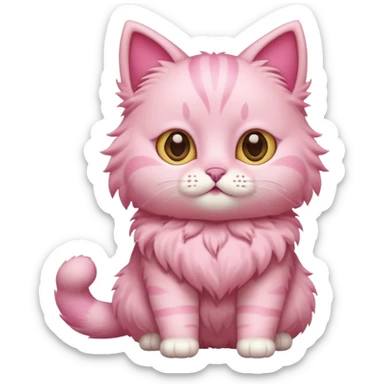 cute pink cat, full body. diferent body shape. sticker