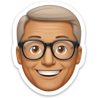 Happy man face, glasses, 40 to 50 year old sticker