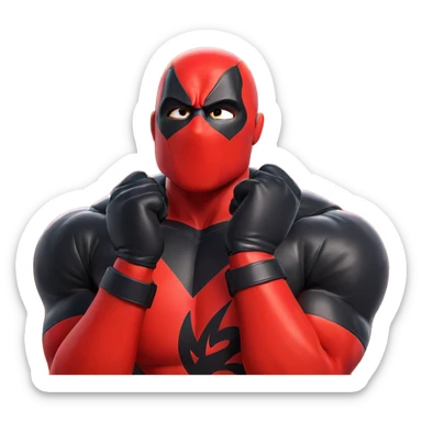 muscular hero in red bodysuit sticker