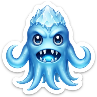 a scary creepy ice monster, eldritch ice monster, monster made of ice sticker