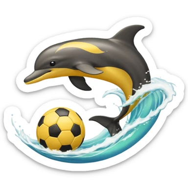 Yellow black dolphin cirkle wave soccerball sticker