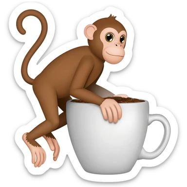 Monkey on a coffee sticker