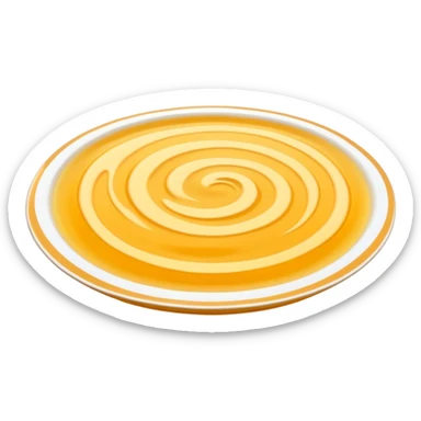 glossy swirl or puddle of chicken broth, golden-yellow, translucent, slightly oily, soft ripples, rich inviting color, subtle simmered tones, no extras, soft lighting, emoji scale sticker