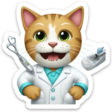 Cat dentist sticker