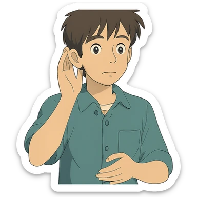 ghibli style young deaf man sticker