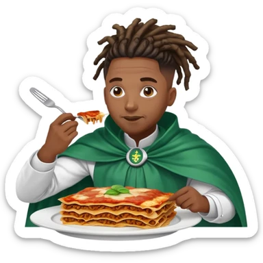  High fade black Dreadlocks doctor and nigerian cape eating lasagna  sticker