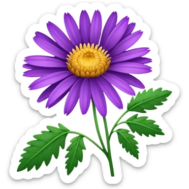 single Aster, straight stem sticker