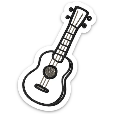 ukelele, minimal and sketchy, hand drawn black outline sticker