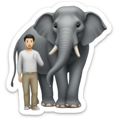 elephant with an asian man next to him sticker