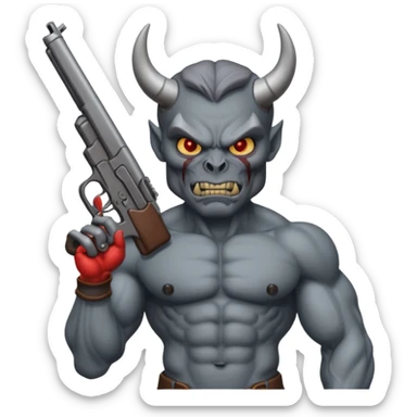 Demon with a gun  sticker