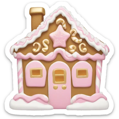light pink and gold and white gingerbread house sticker
