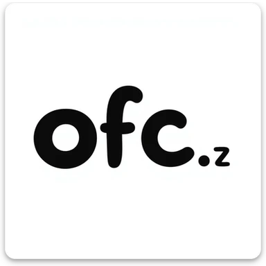 OFC letters, handwritten script, as a logo sticker
