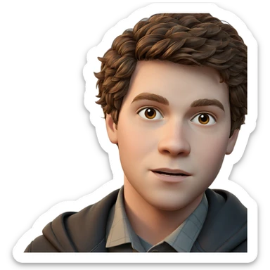 brown haired boy portrait sticker