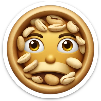 Dish of mixed nuts with a frown face sticker