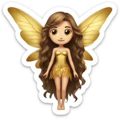 big wings, Beautiful, fairy, gold, brown, long hair sticker