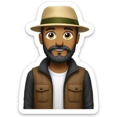 Italien costaud sans lunette avec une grosse barbe qui joue de la basse et porte une casquette noire sticker