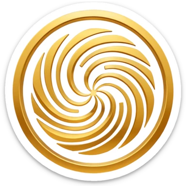 A smooth circular swirl of gold energy lines wrapping around the AYNI Gold logo at the center. Flat vector look, clean edges, and the phrase “AYNI Gold” subtly embedded in the swirl pattern. sticker