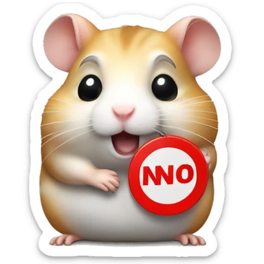 hamster holding a 'no entry' sign sticker