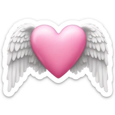 Pink heart with angel wings sticker