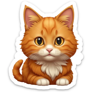 A high-resolution photo-realistic digital illustration of a solid ginger tabby cat kitten sticker