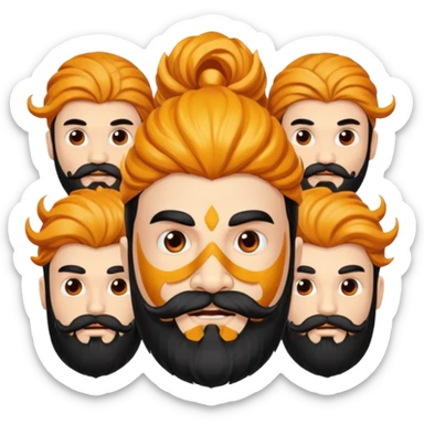 Ravanasura with beard and mustach young beautiful and terror with ten heads with white skin sticker