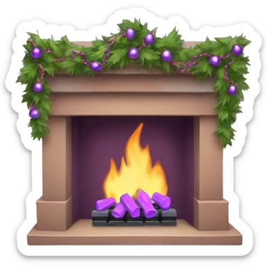 Purple fireplace with garland sticker
