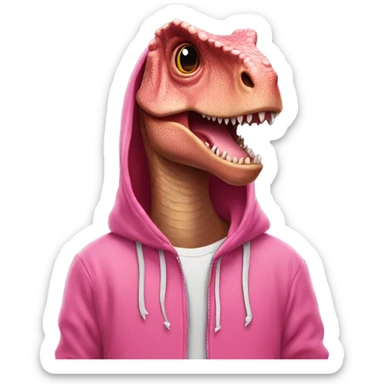 dinosaure with a pink hoodie sticker