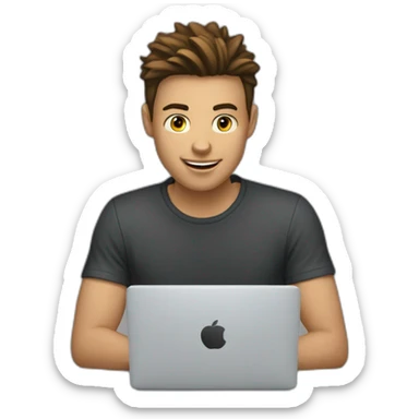 Jeune homme de 21 ans qui joue sur son pc sticker