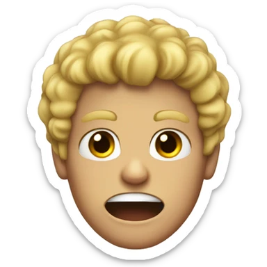 a blonde boy with curly hair red in the face angry sticker