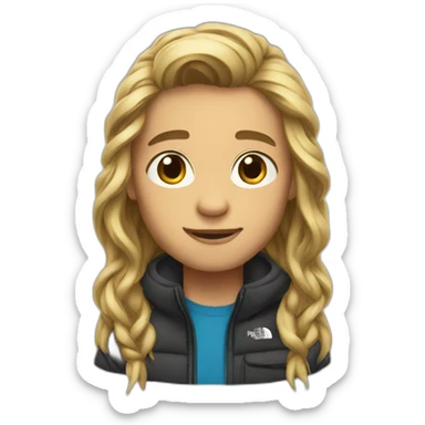 boy long hair with north face  sticker