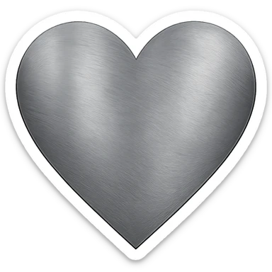 heart with a brushed steel texture, digital illustration, no background sticker