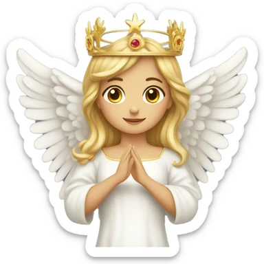 Angel touching the crown straight on her head sticker