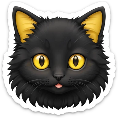 A photo-realistic digital illustration of an adorable black kitten sticker