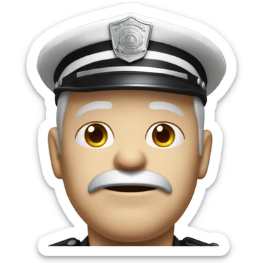 Photorealistic old white American policeman shoked detailed face sticker