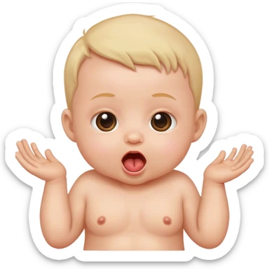 Baby with tiny hands coming out of its mouth. sticker